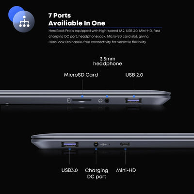 CHUWI HeroBook Pro Laptop 8GB RAM 256GB SSD Intel Celeron N4020 Dual Core 14.1 inch IPS Screen Windows 11 NoteBook Computer