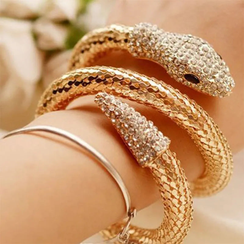 Snake-shaped bracelet punk exaggerated fashion multi-layer full diamond multi-strand snake bracelet