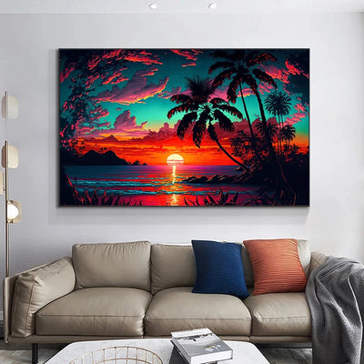 Nautical Baltic Ocean Beach Sunset Poster Canvas Paintings and Print Wall Art Picture for Living Room Home Decor