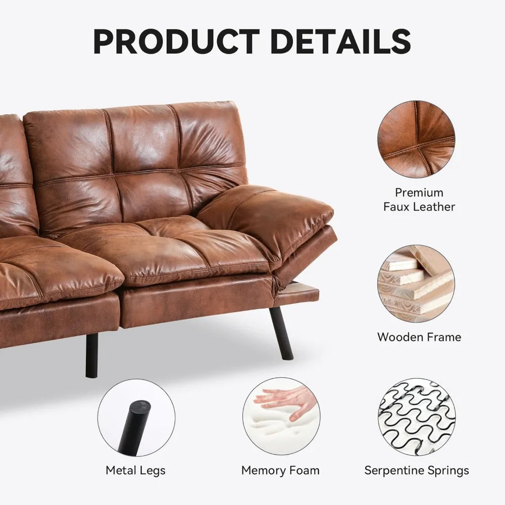 Convertible futon sofa bed/sofa, memory foam split, compact living space, apartment, dormitory, studio, recliner sofa