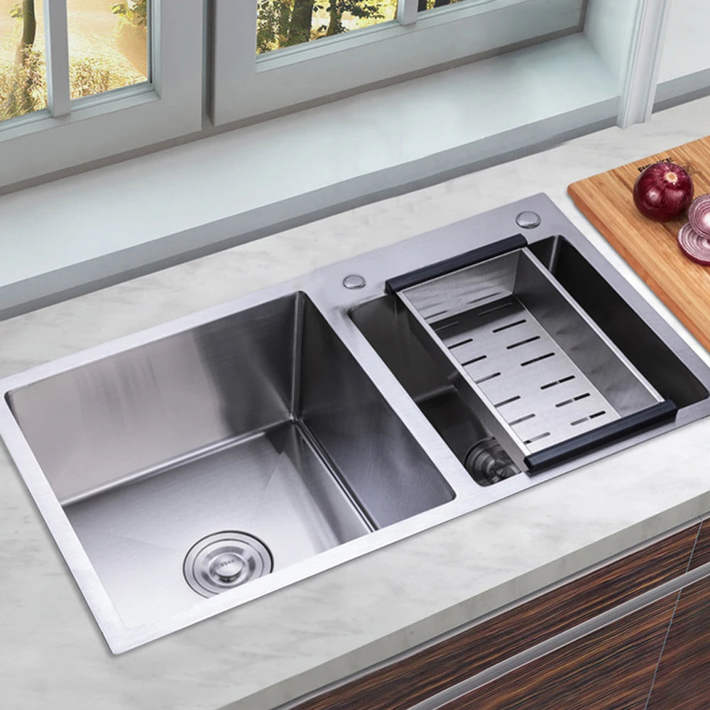 Stainless Steel Sink With a Drainage Basket And a Set Of Sewer fits Kitchen & Bathroom