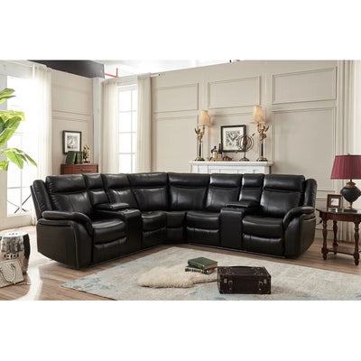 Faux Leather Upholstered Power Curved Living Room Chaise Reclining Sectional Power reclining Sectional W/LED strip