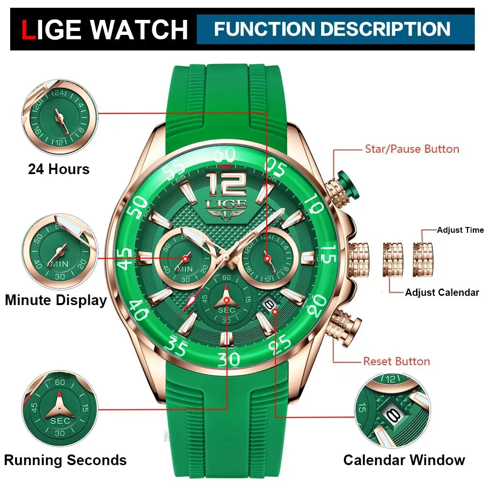 Fashion Men Watches Sport Quartz Watch Man Brand Luxury Wristwatches Chronograph Waterproof Casual Clock Montre Homme