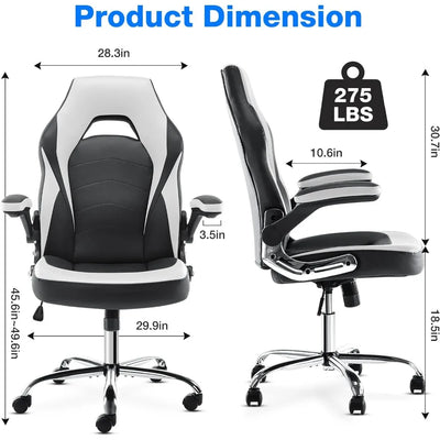 Gaming computer office ergonomic desks and chairs, armrests, neck pillows and built-in lumbar adjustment