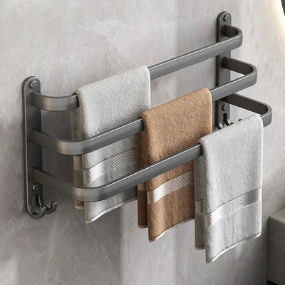 Aluminum Alloy Towel Holder Without Drilling Bathroom Accessories Towel Rack Wall Mounted Bathroom Shelf