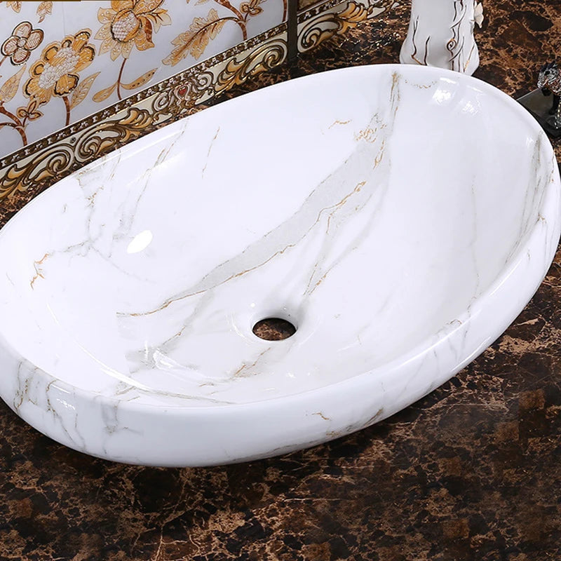 Italian Carrara Natural Stone Art Bathroom Sinks, Ceramic Bathroom Vessel Sink White Marble Wash Basin