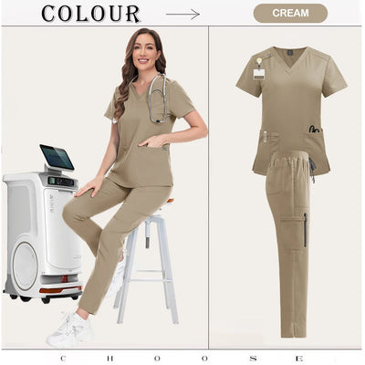 Beautician Anesthesiologist Workwear Multicolour Straight Pants Suit Medical Doctor Nurse Scrubs Set Clinical Nursing Tops Pants