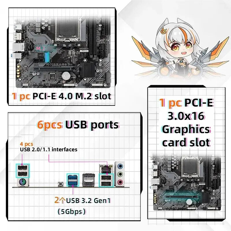 GIGABYTE A620M H New Micro ATX A620 DDR5 6400+(OC) MHz M.2 PCIe 4.0 X16 96G AMD Ryzen 7000 Series AM5 Motherboard