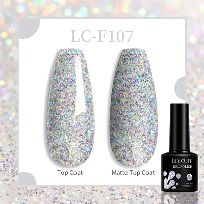 LILYCUTE 7ml Double Light 9D Cat Magnetic Glitter Gel Nail Polish Rainbow Sparkling Colorful Laser Soak Off Nail Art Gel Varnish