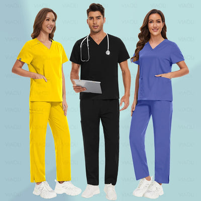 Beautician Anesthesiologist Workwear Multicolour Straight Pants Suit Medical Doctor Nurse Scrubs Set Clinical Nursing Tops Pants