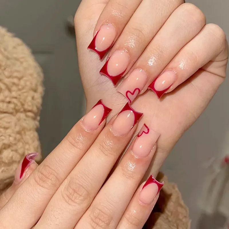 WINE RED FRENCH INS NAILS, LUXURY STYLE NAIL ENHANCEMENT