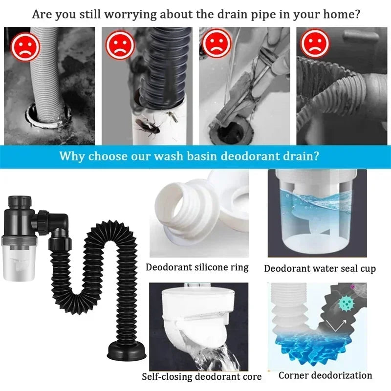 P-Trap Sink Deodorant Launch Pipeline Accessories Bathroom Hose Strainer Drain Pipe Plumbing Washbasin Sewer Kitchen Accessories