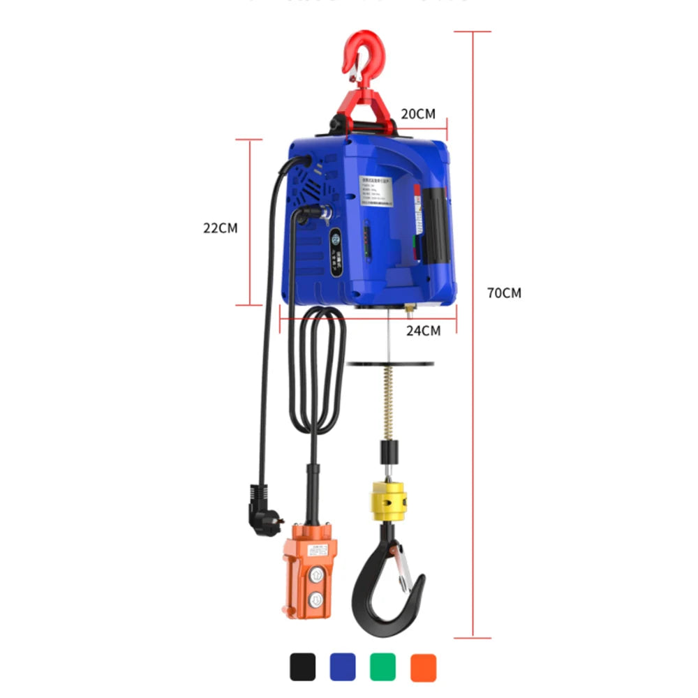 Electric hoist Portable electric hand winch traction block electric steel wire rope lifting hoist towing rope 220V/110V