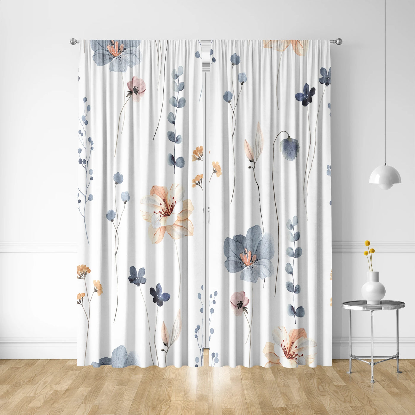 2PC Home Decoration Curtains, Various Flowers With Pole Pocket Curtains, Suitable For My Coffee Shop, Living Room, Study Farm