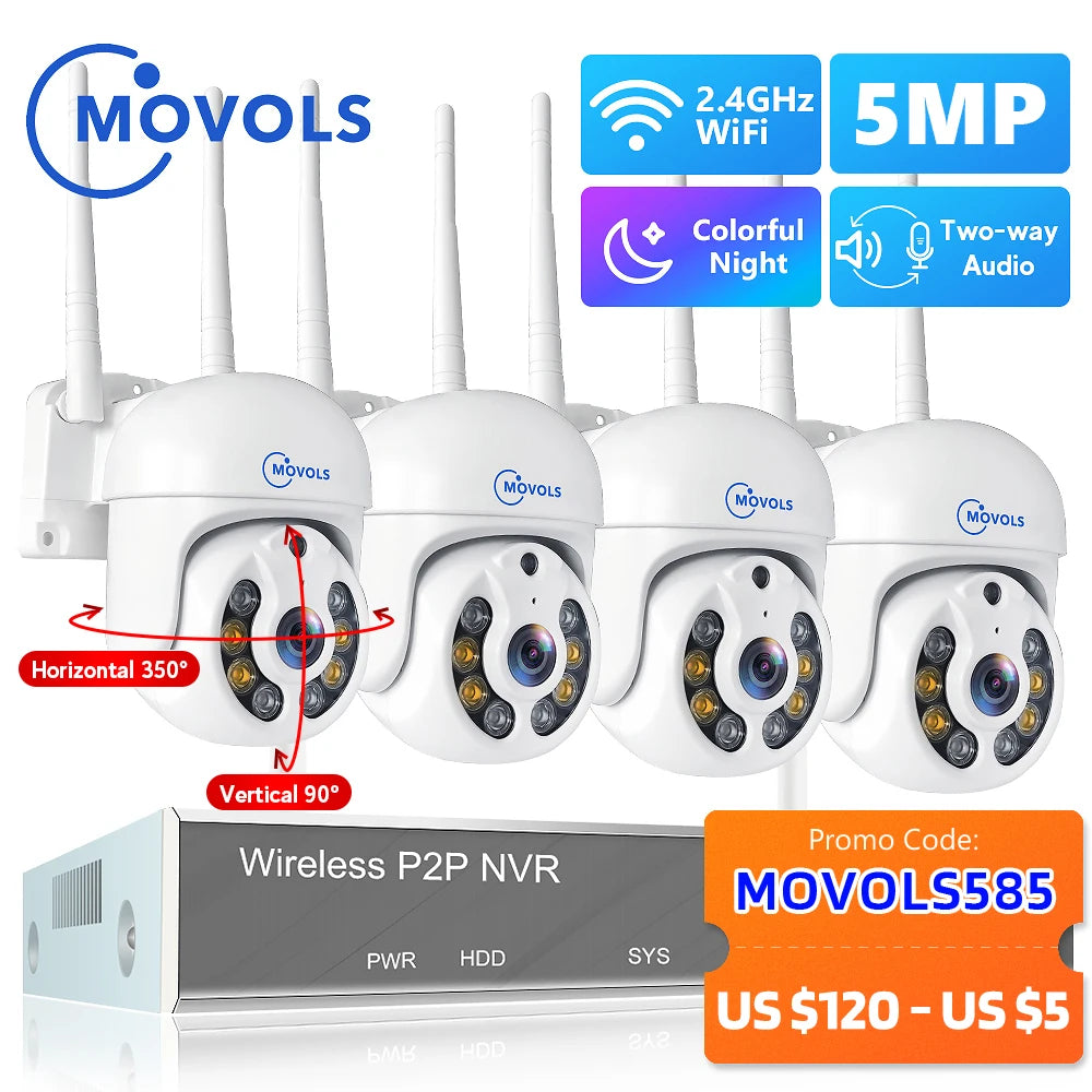 H.265 3MP 5MP Wireless CCTV System Two Way Audio Waterproof PTZ WIFI IP Security Camera 10CH NVR Video Surveillance Kit