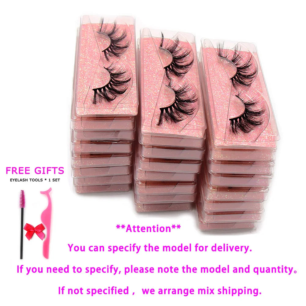 Wholesale Lashes 10/100 pairs/pack 3D Faux Cils Lashes Full Strip Lashes Soft Mink False Eyelashes Custom Box Makeup Eyelashes