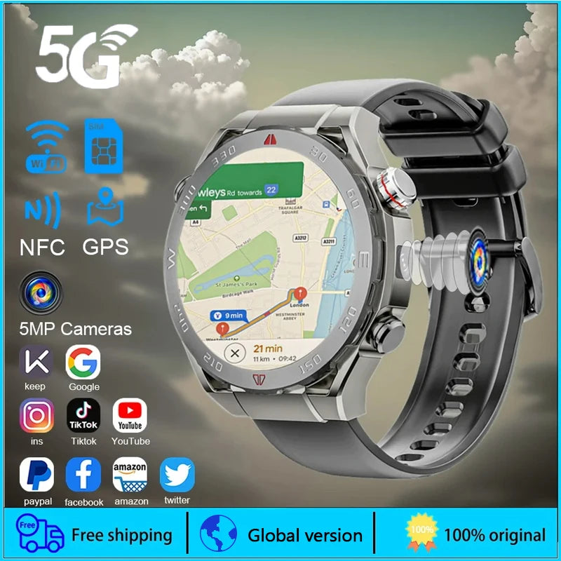 SIM Card 5G Video Call Smart Watch GPS Positioning Heart Rate Blood Oxygen Monitoring HD Camera 4G Face Unlocking Sports watch