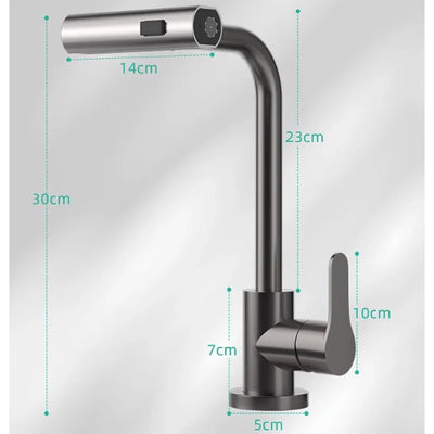 Waterfall Kitchen Faucets Pull Out Hot Cold Mixer Rainfall Spray Bathroom Basin Sink Faucet 3 Model Rotation Stainless Steel Tap