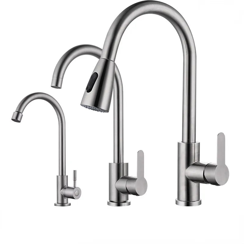 Brushed Nickel Kitchen Faucet Single Hole Pull Out Spout Kitchen Sink Mixer Tap Stream Sprayer Head Chrome/Black Mixer Tap