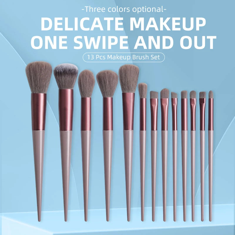 Makeup Brushes Cosmetic  Set 3 Colors Soft Hair Female 13pcs