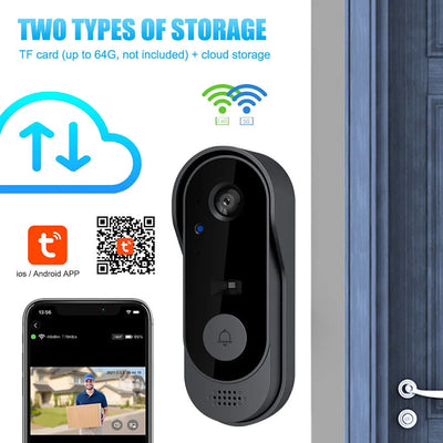 Tuya Wireless Waterproof Doorbell Camera with HD Video Night Vision Voice Change - Smart Home Security System Monitor Smart Life