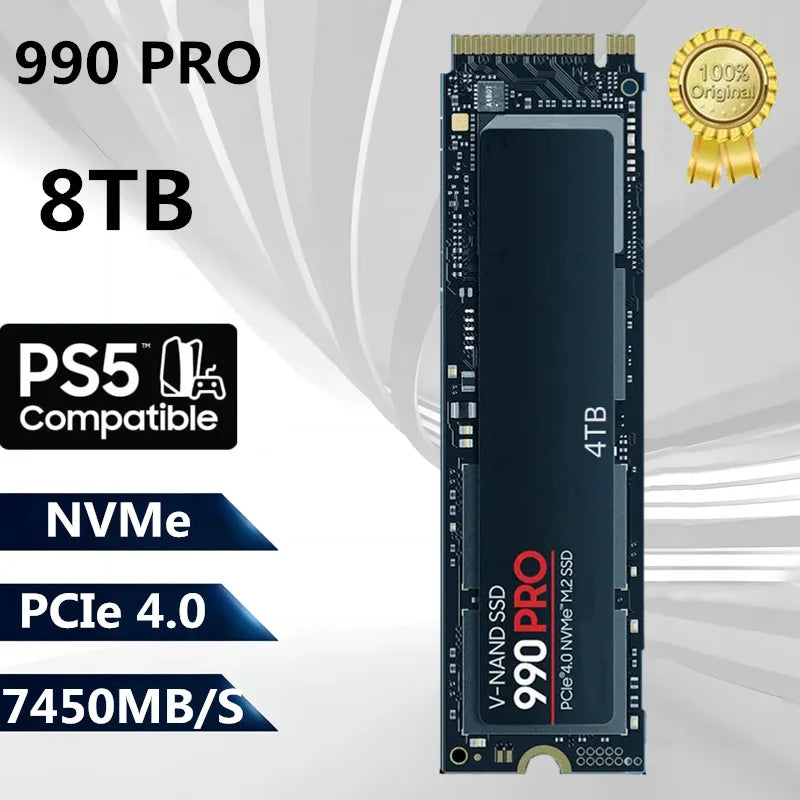 New 990PRO 8TB 4TB 2TB 1TB SSD Internal Solid State Disk M2 2280 PCIe Gen 4.0 X 4 NVMe for PlayStation 5/PS5/Laptop