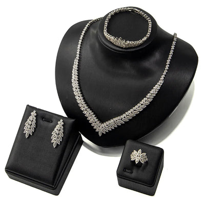 Bridal Zirconia Jewelry Set, Suitable for Women's Parties, Dubai Nigeria Crystal Wedding Jewelry Set