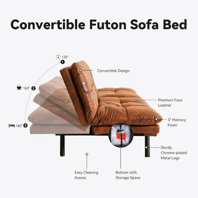 Convertible futon sofa bed/sofa, memory foam split, compact living space, apartment, dormitory, studio, recliner sofa