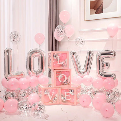 1Set Transparent Letter Balloon Box Letter Love Red Foil Balloons Happy Valentine’s Day Wedding Room Party Decorations