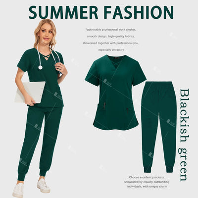 Polychrome Beautician Uniform Medical Surgical Suits Woman Nursing Sets Scrub Top Pants Articles Nurse Uniform Clinical Workwear