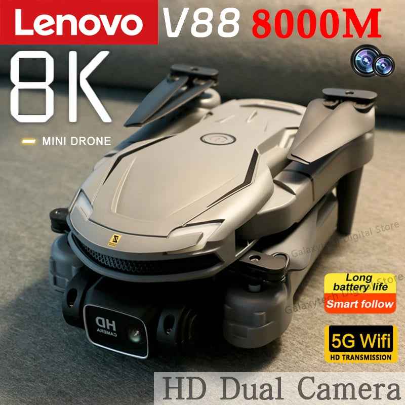 Lenovo V88 Drone Original 8K Professional Anti-Shake HD Dual Camera Omnidirectional Obstacle Avoidance UAV Remote Control 8000M