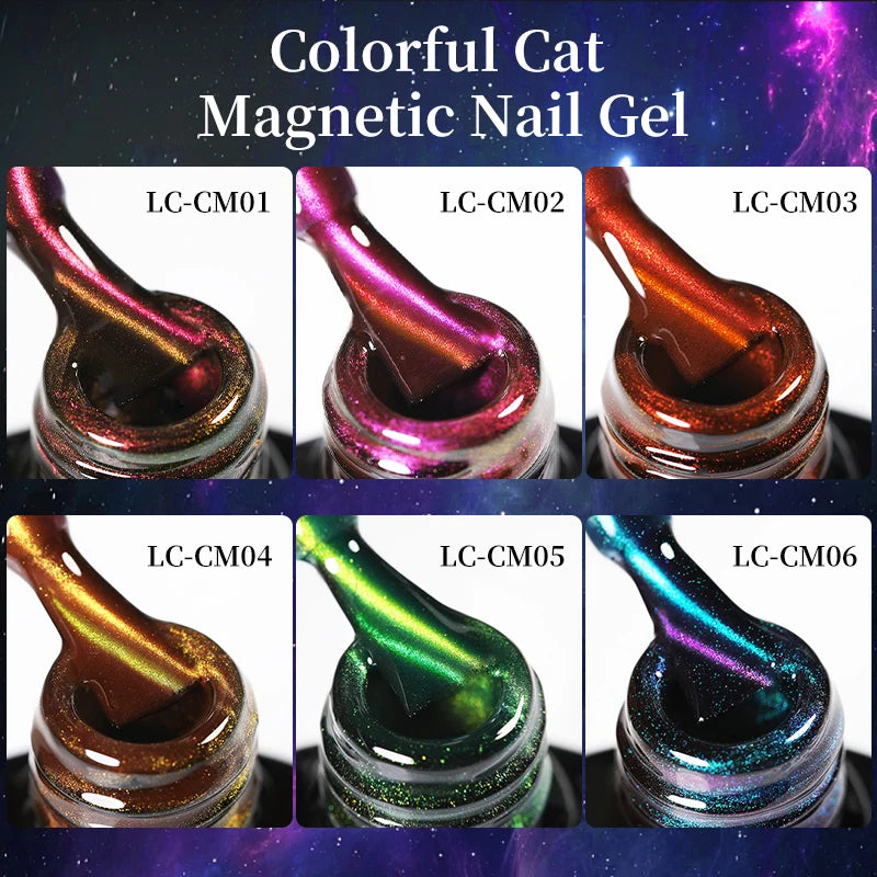 LILYCUTE 7ml Double Light 9D Cat Magnetic Glitter Gel Nail Polish Rainbow Sparkling Colorful Laser Soak Off Nail Art Gel Varnish