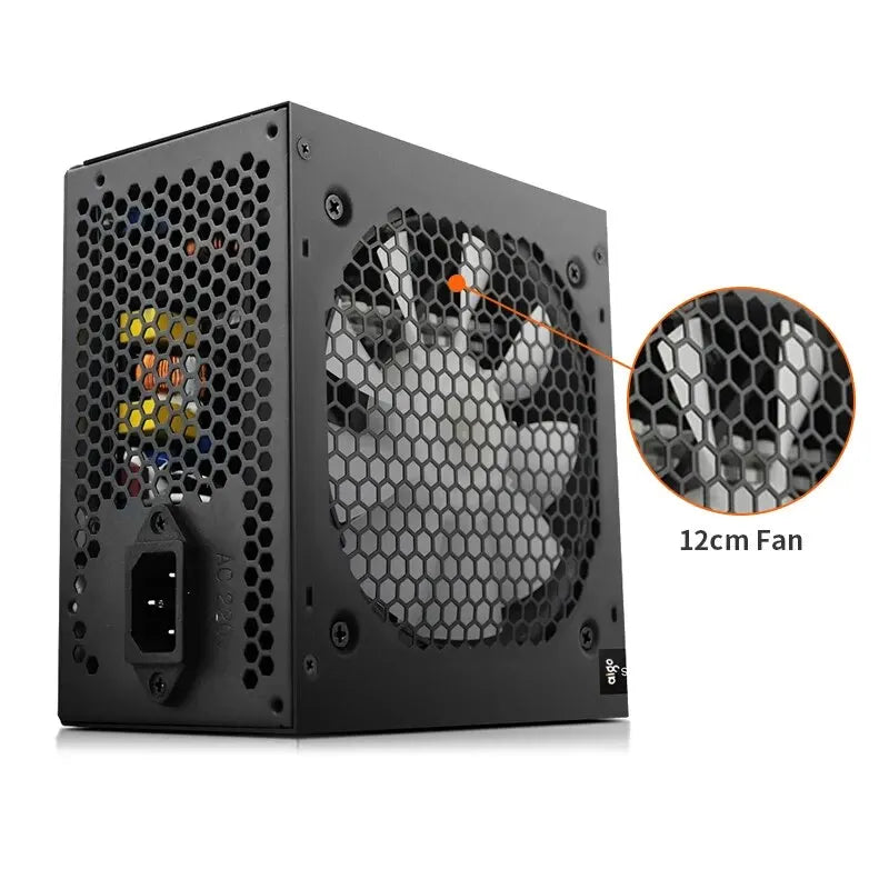 700W PC PSU Power Supply Unit Black Gaming Quiet 120mm RGB Fan 24pin 12V ATX Desktop Computer Power Supply for BTC