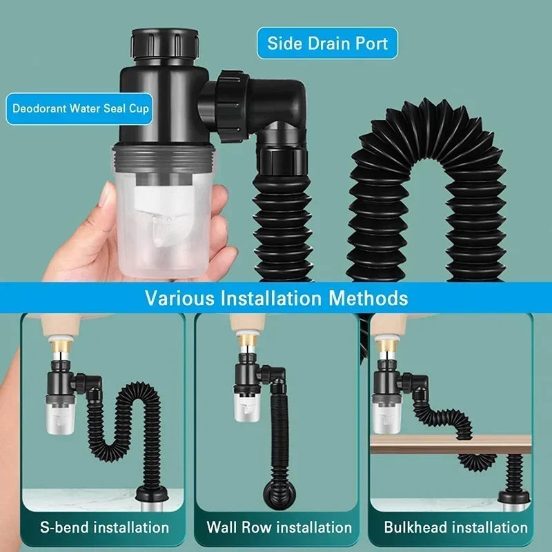 P-Trap Sink Deodorant Launch Pipeline Accessories Bathroom Hose Strainer Drain Pipe Plumbing Washbasin Sewer Kitchen Accessories