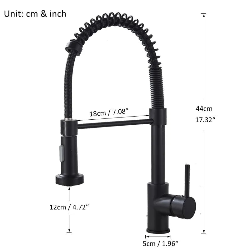 Matte Black Pull Down Kitchen Faucet Chrome Dual Modes Nozzle Hot Cold Water Mixer Crane Tap Brass Spring Kitchen Sink Faucets