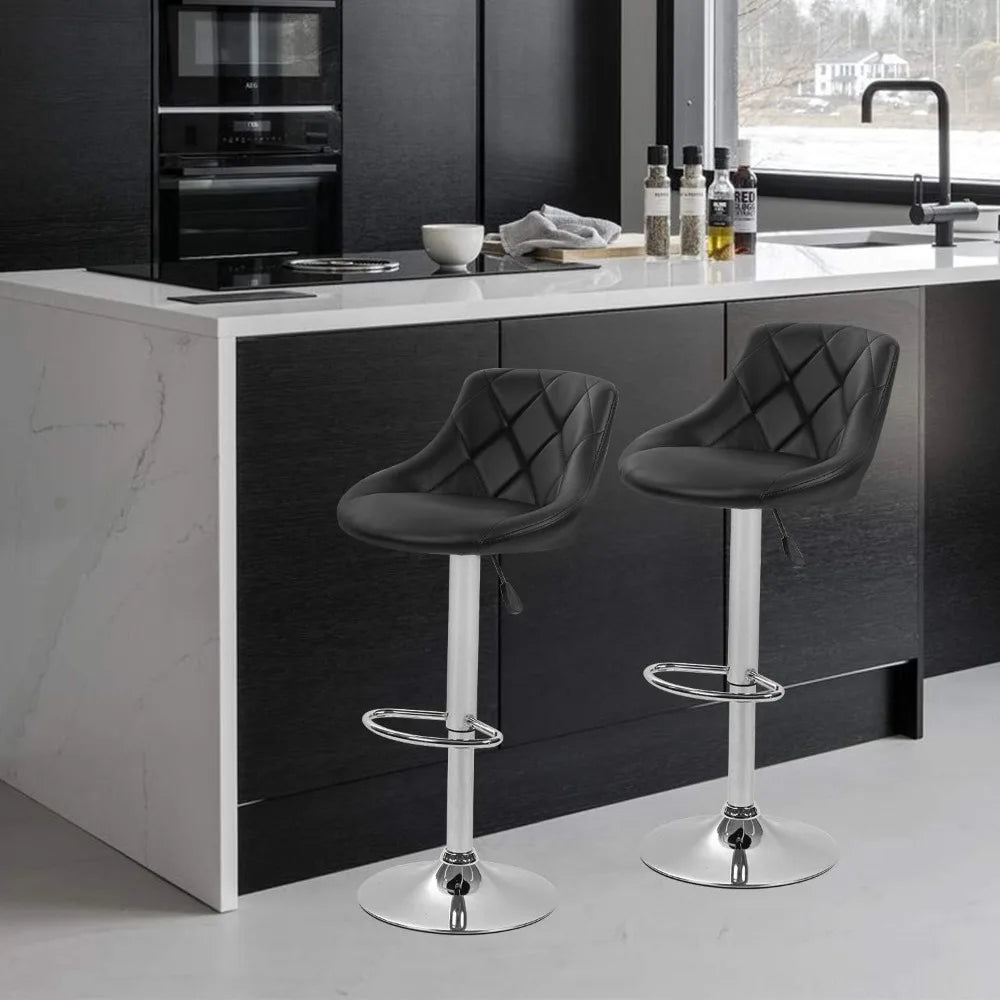 Bar Stools Set of 2 Barstools Swivel Stool Height Adjustable Bar Chairs with Back PU Leather Swivel Bar Stool Kitchen Counte