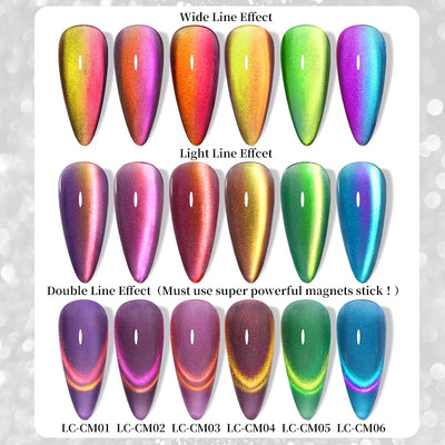 LILYCUTE 7ml Double Light 9D Cat Magnetic Glitter Gel Nail Polish Rainbow Sparkling Colorful Laser Soak Off Nail Art Gel Varnish