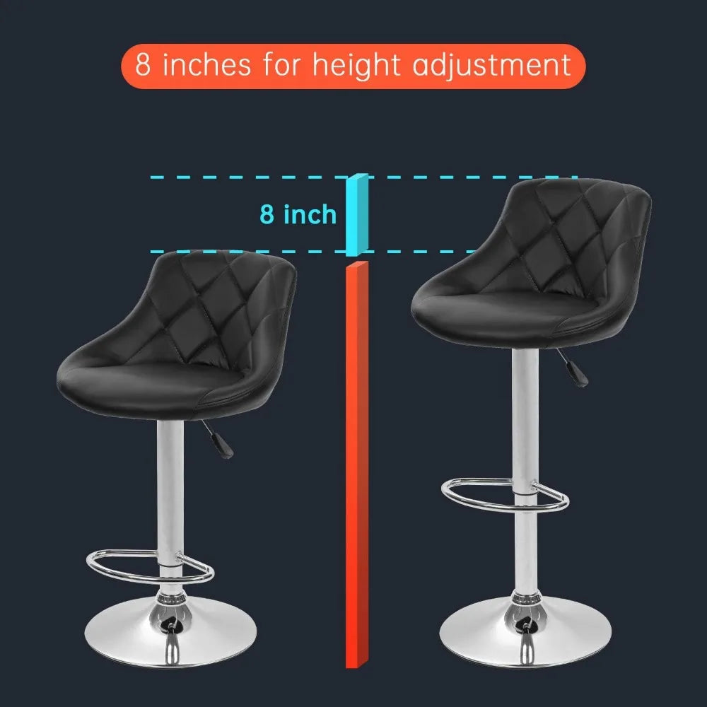 Bar Stools Set of 2 Barstools Swivel Stool Height Adjustable Bar Chairs with Back PU Leather Swivel Bar Stool Kitchen Counte