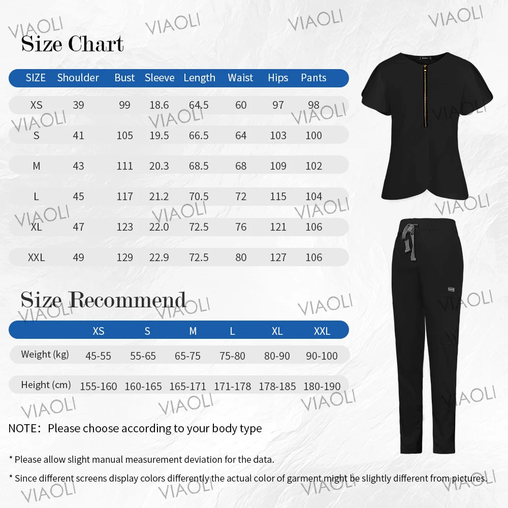 Medical Scrub Set Beauty Hospital Surgical Uniforms Women Scrub Tops Pants Nurses Accessories Dental Clinic Pet Workwear Clothes