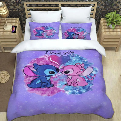 Anime Disney Stitch Duvet Cover Comforter Bed Linen Single Twin Full Queen Size 3d Kids Girl Boys Gift Stitch Bedding Set