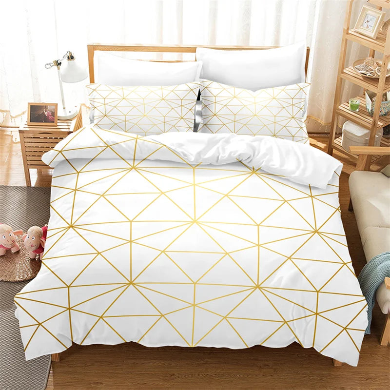 Modern Marble Duvet Cover King Queen Size For Girls Kids Teens Geometric Pattern Comforter Cover Microfiber Abstract Bedding Set