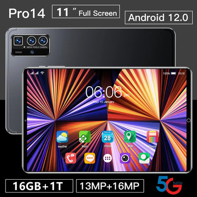 11 Inch Tablet Android12 16GB Ram 1T Rom 10 Core Dual 5G/4G LTE Phone Call Bluetooth GPS WPS