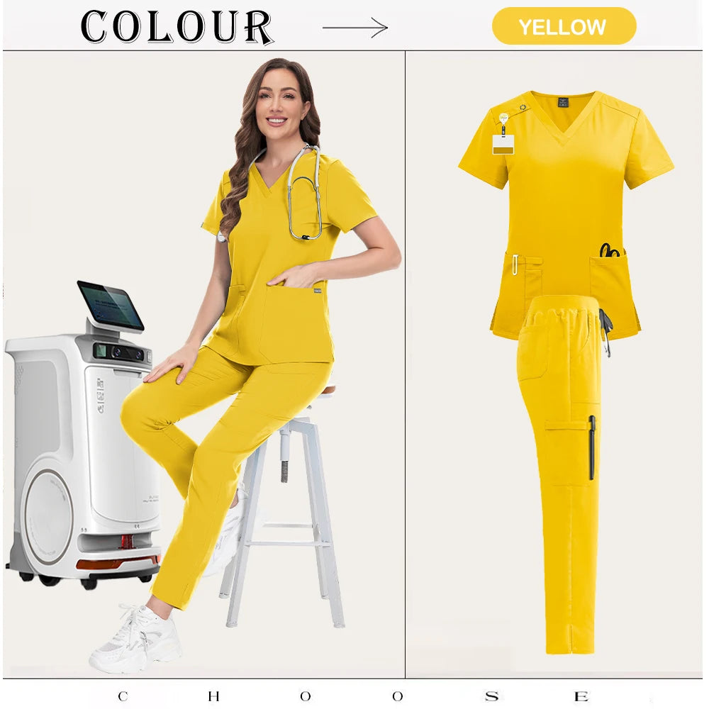 Beautician Anesthesiologist Workwear Multicolour Straight Pants Suit Medical Doctor Nurse Scrubs Set Clinical Nursing Tops Pants