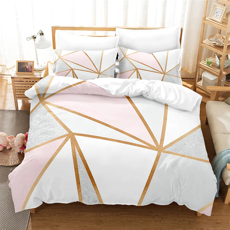 Modern Marble Duvet Cover King Queen Size For Girls Kids Teens Geometric Pattern Comforter Cover Microfiber Abstract Bedding Set