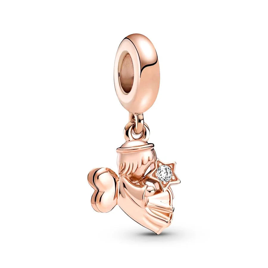 NEW Rose Gold Flamingo Turtle Angel Rose Dangle Bead 925 Sterling Silver Charm Fit Original Pandora Bracelet DIY Jewelry Gift