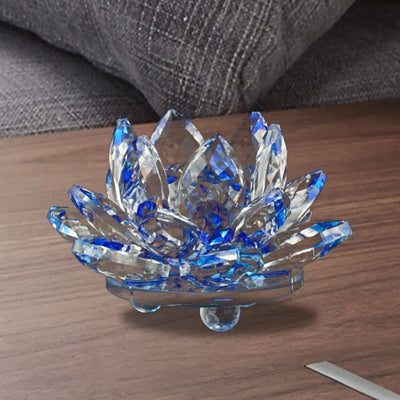 Crystal Lotus Flower Figurine Home Wedding Decoration Glass Craft Collection Paperweight Office Table Ornaments Souvenir Gifts