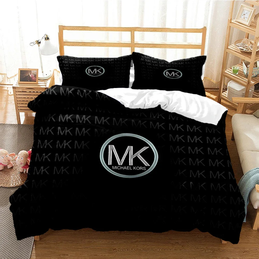 Fashion M-michael-kors Logo Bedding Set 3D Printing Home Decoration Boy Girl King Size Bedding Set Quilt Cover Pillowcas