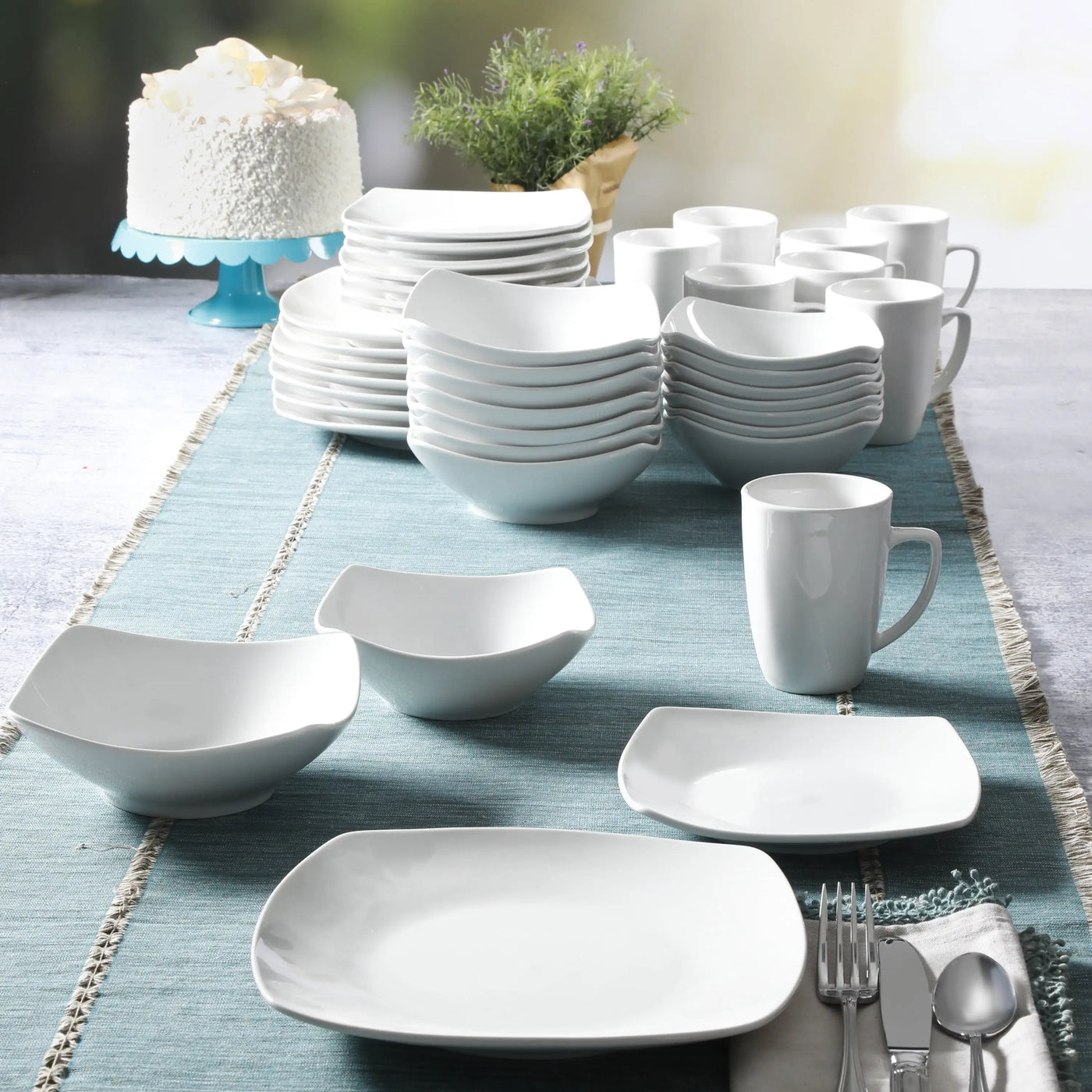 40-Piece Dinnerware Set Everyday Square Expanded Dinner Plates Dinner Set Plates and Dishes Dishes and Plates Sets