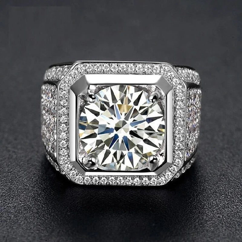 1ct-5ct Real Moissanite Diamond  Ring Pure 100% 14K Gold    100% 18K Gold  for man Fine Jewelry Gift