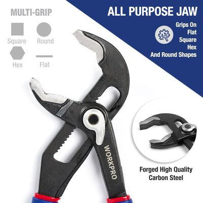 WORKPRO 2PC Multifunctional Pliers 20CM&25CM Quick-Release Groove Joint Plier All Purpose Jaw Straight Hand Tools